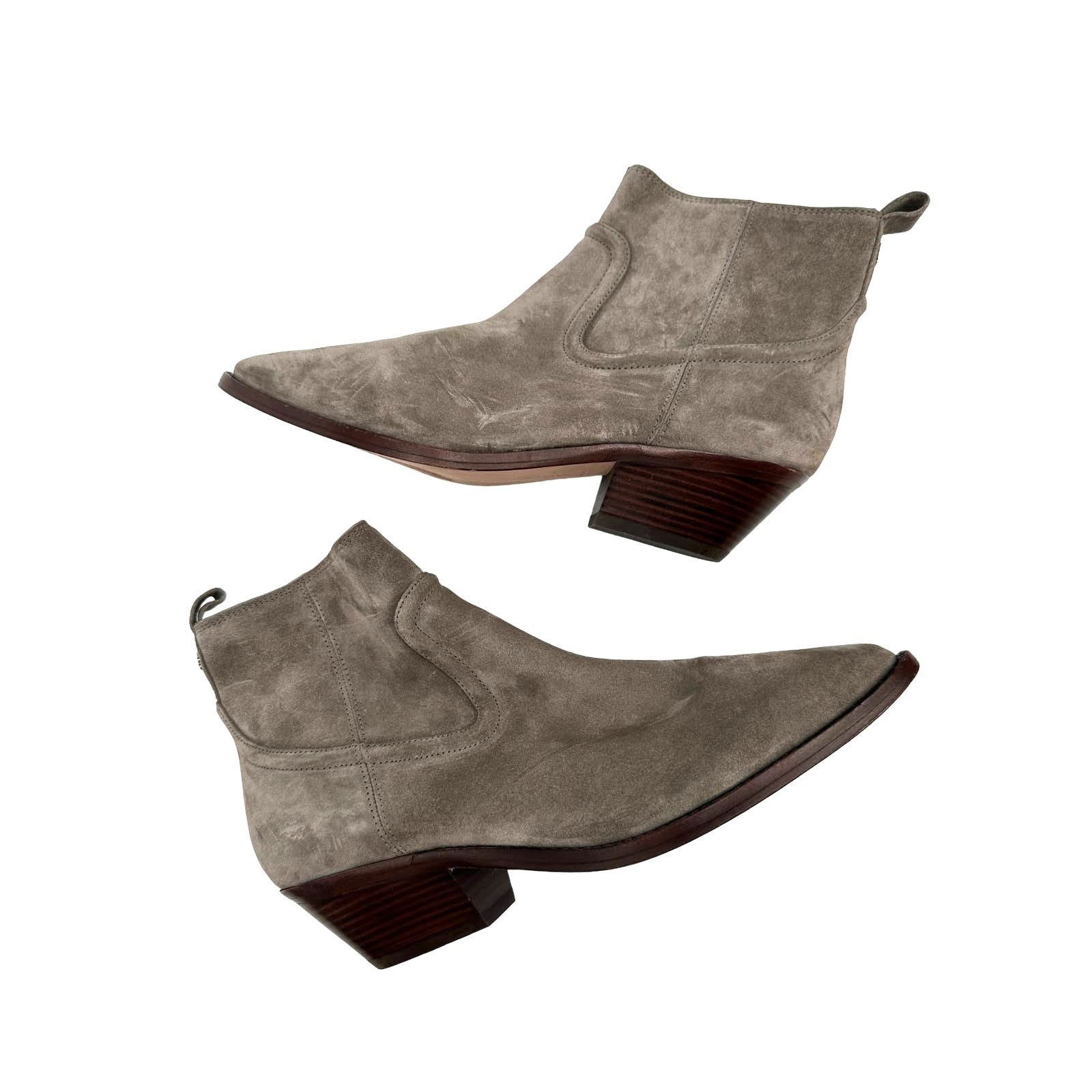 Veronica Beard Kinsley Gray Taupe Leather Ankle Boots Women Size 7 New